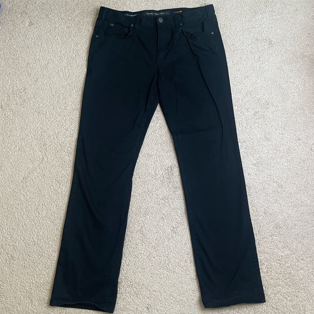 Marc Anthony Slim Fit Chinos (Size: 38x36 Color: Black)